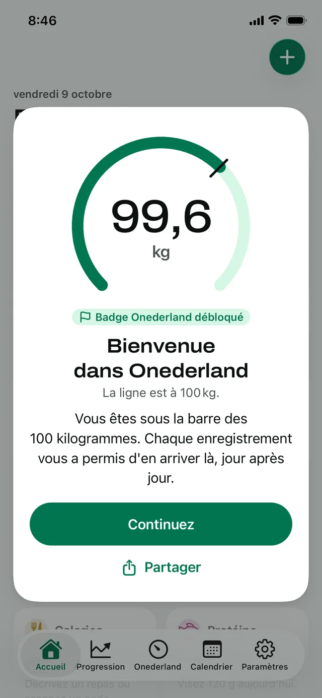 Bienvenue dans Onederland : un poids de 99,6 kg, sous la ligne des 100 kg