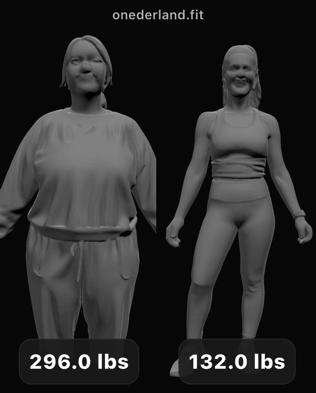 3D body compare mesh view in split screen
